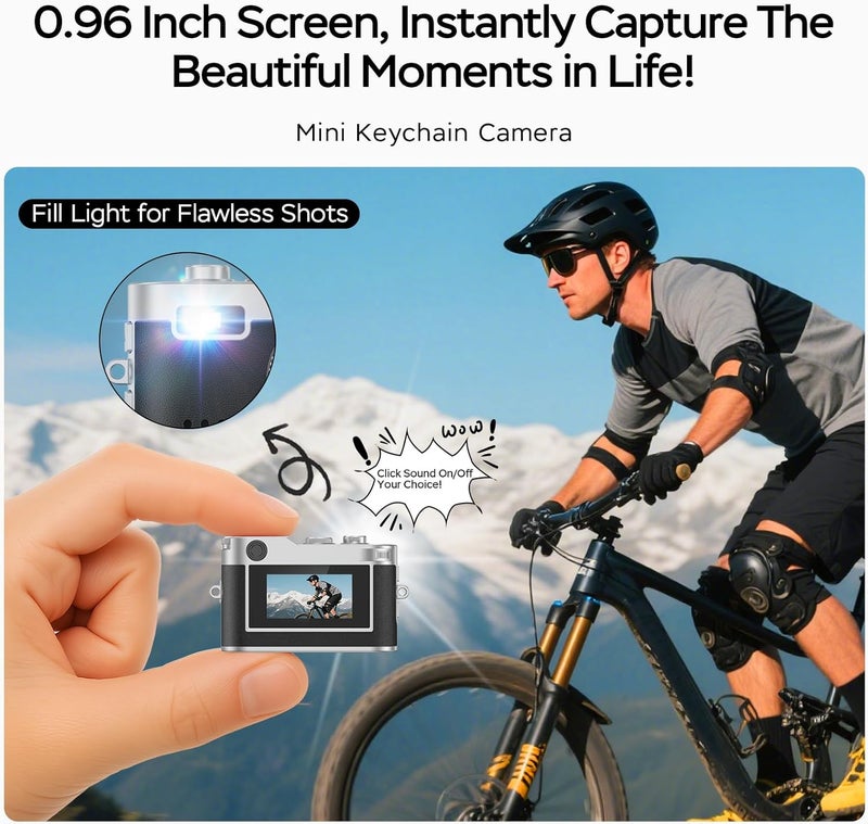 Dienspeak Mini Digital Camera, 1080P HD Tiny Retro Keychain Camera with 32GB Card, 0.96" Screen & OTG Adapter, Vintage Compact Micro Pocket Camera for Travel, Concert, Study Recording, Black - Image 2